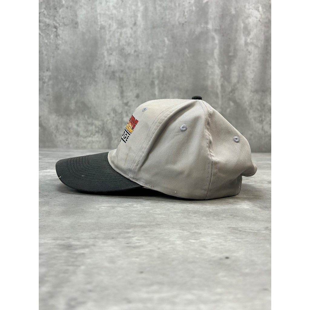 Vintage 90s Camp Fire Island Lodge Embroidered Spellout Snapback Hat OSFA