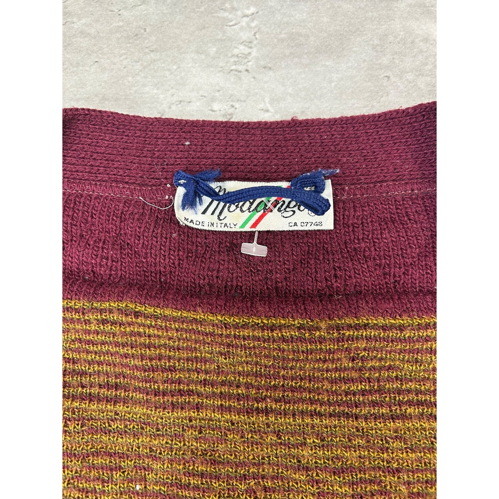 Vintage 90s Modango Geometric Striped Knit Cardigan Sweater Size XL
