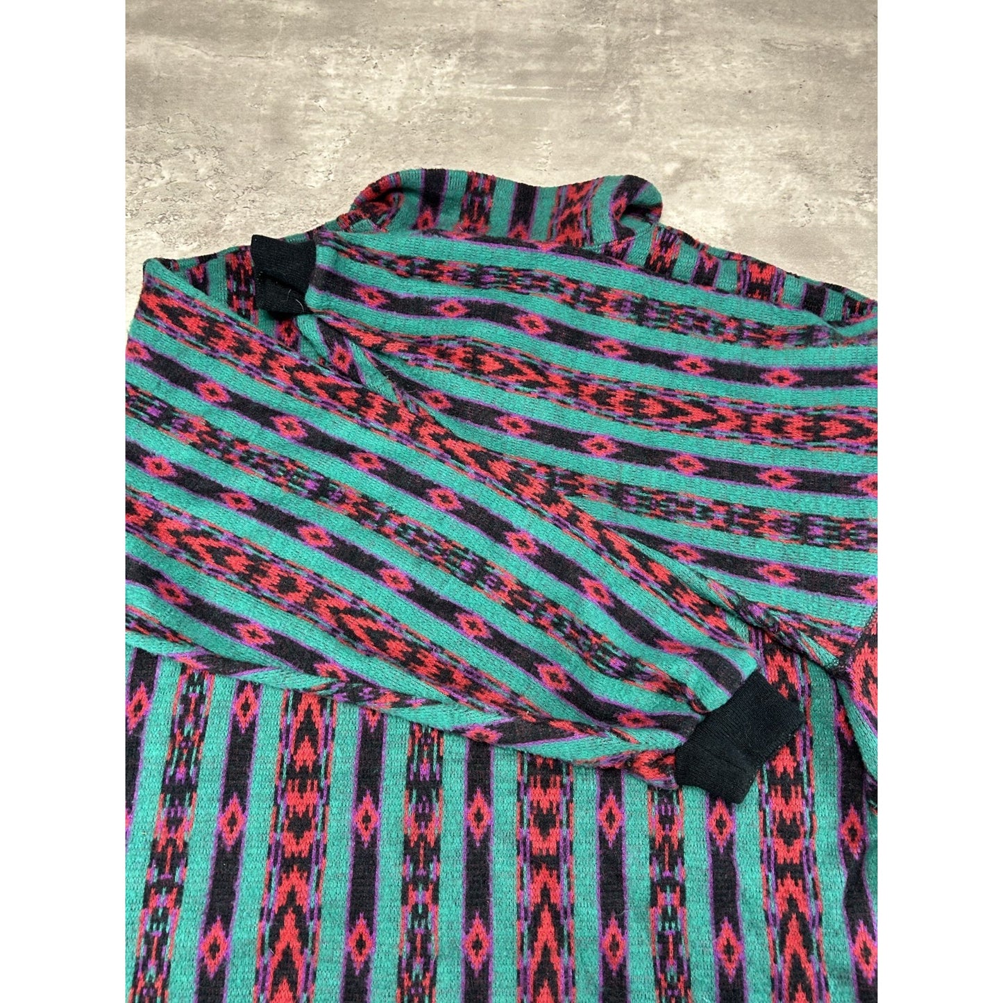 Vintage 90s Denim Express Aztec Striped Print 3/4 Button Sweatshirt Size Large