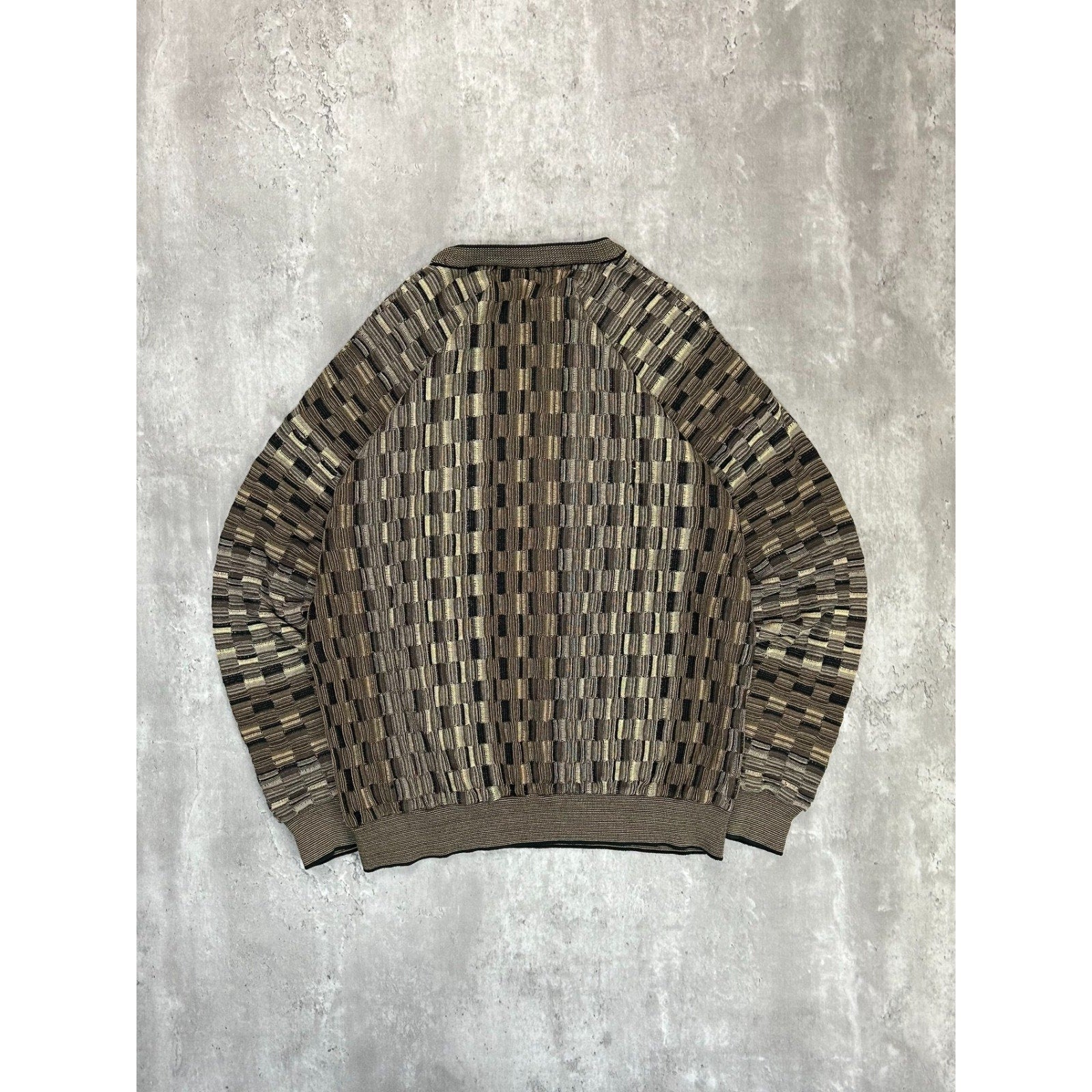 Vintage 90s Tundra 3D Checkered Print Pullover Lightweight Knit Sweater Sz Large