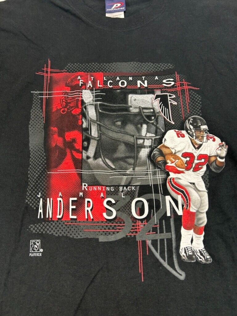 Vintage Jamal Anderson #32 Atlanta Falcons NFL Pro Player Graphic T-Shirt Sz L