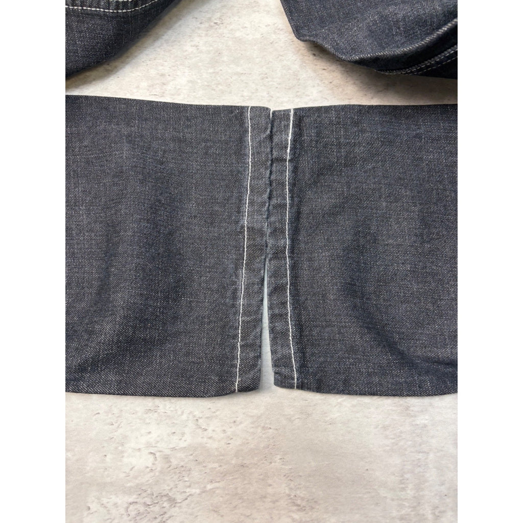 Vintage Y2K Womens Kani Embroidered Spellout Black Wash Denim Pants Size 29