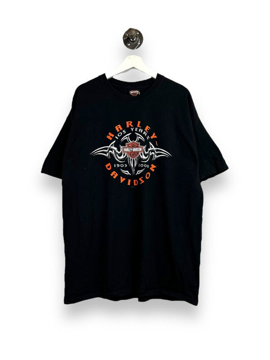 Harley Davidson Motorcycles Tribal Print Spell Out Graphic T-Shirt Size XL Black