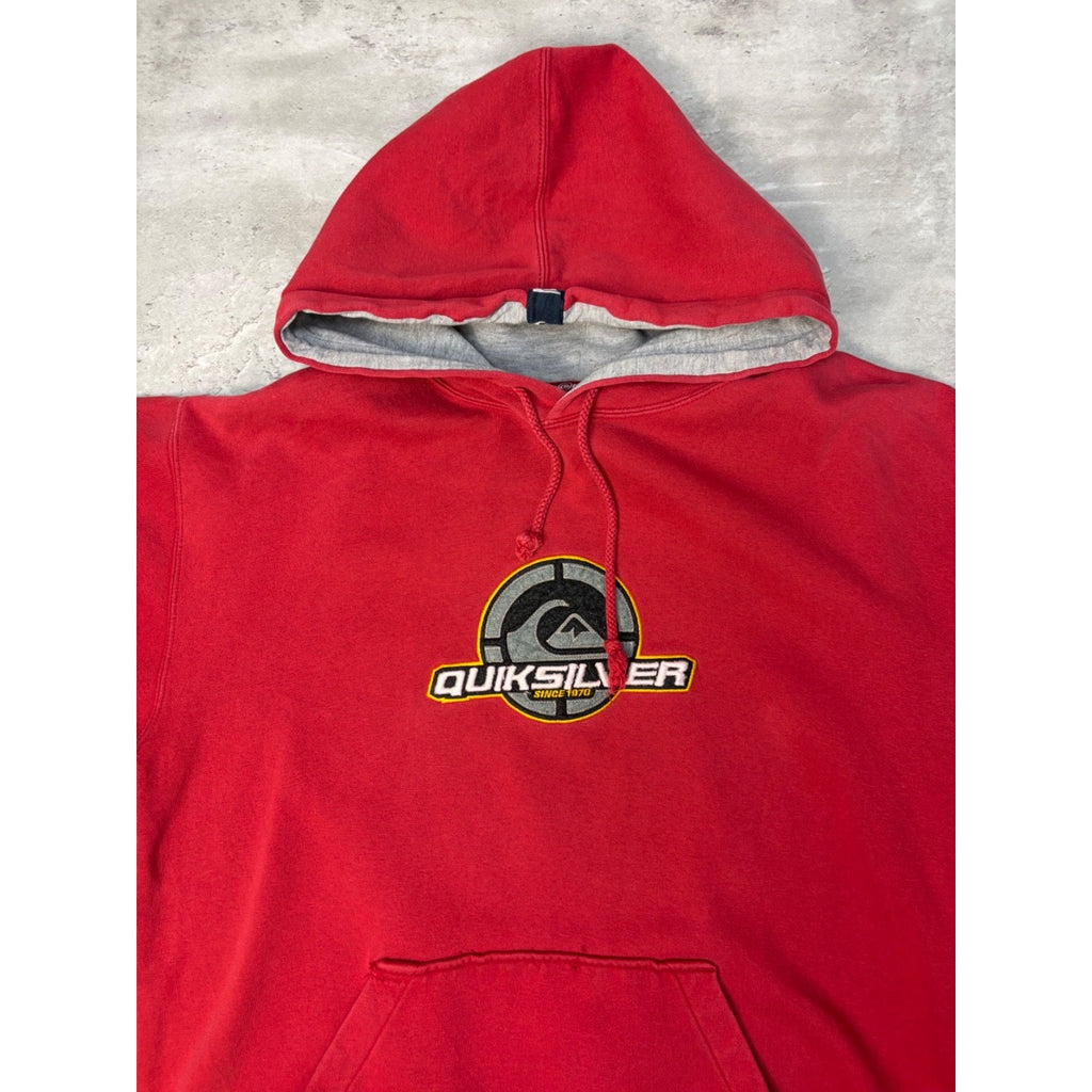 Vintage Y2K Quiksilver Embroidered Logo Spellout Hooded Sweatshirt Size Small