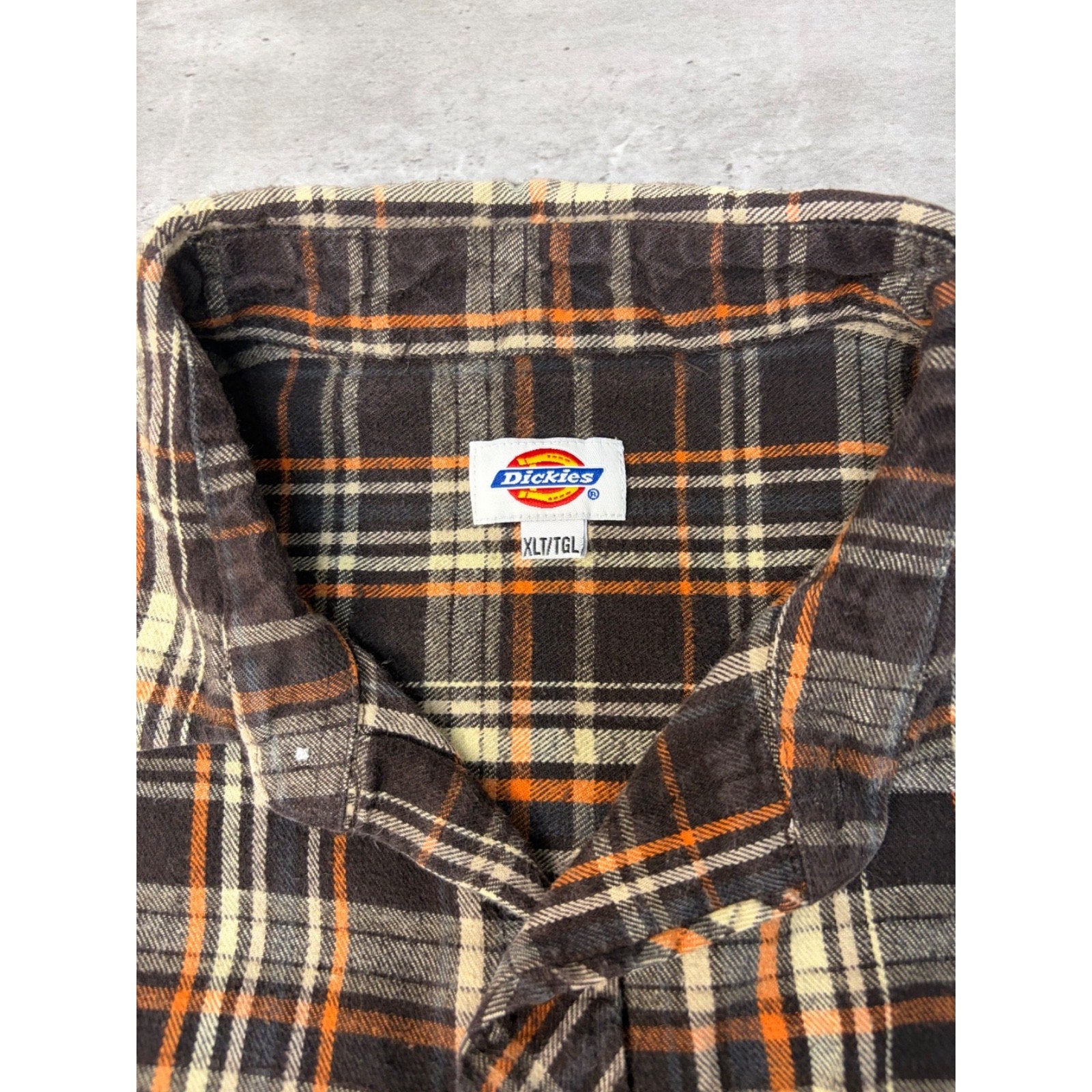 Vintage Dickies Plaid Pearl Snap Long Sleeve Flannel Button Up Shirt Size XLT