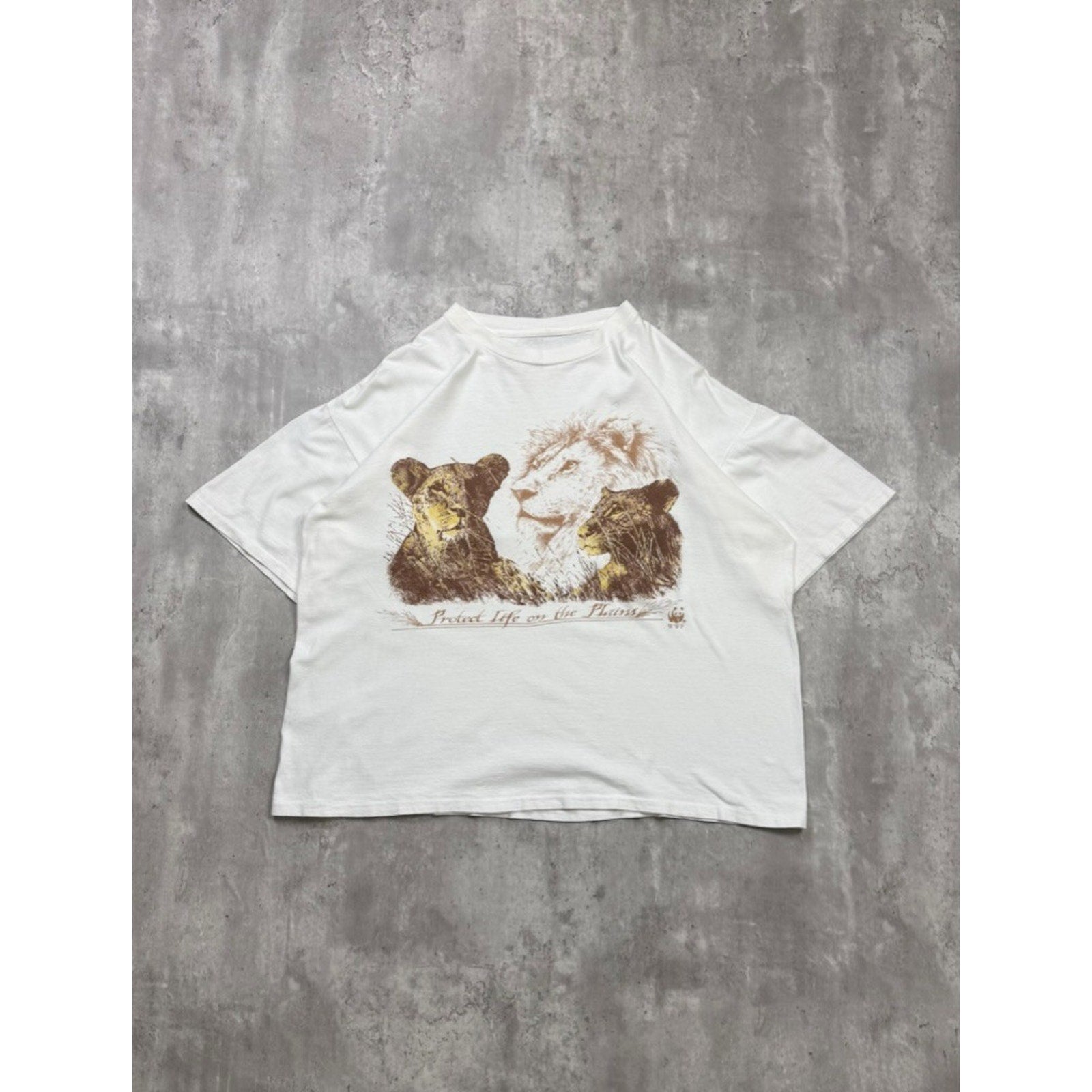 Vintage 90s WWF Protect Life On The Plains Nature Graphic T-Shirt Size XL