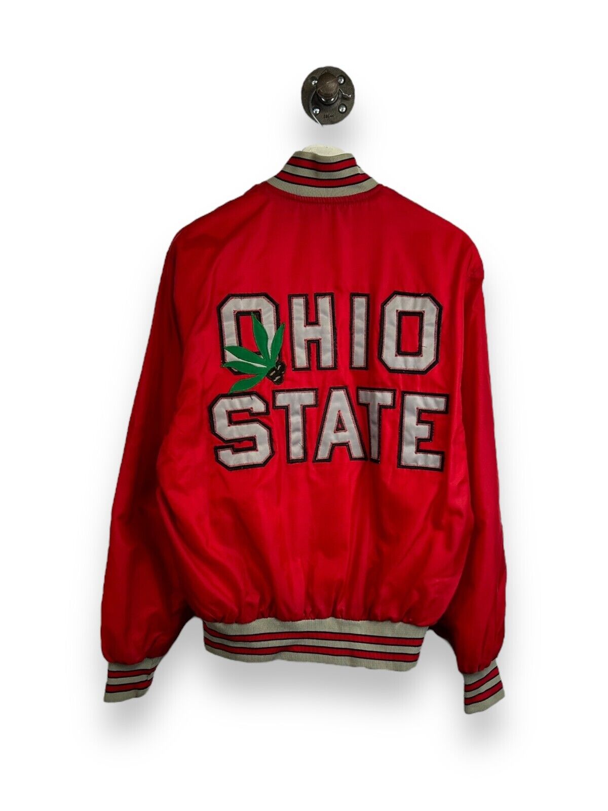 Vintage 70s/80s Ohio State Buckeyes NCAA Nylon Bomber Jacket Size Small Red