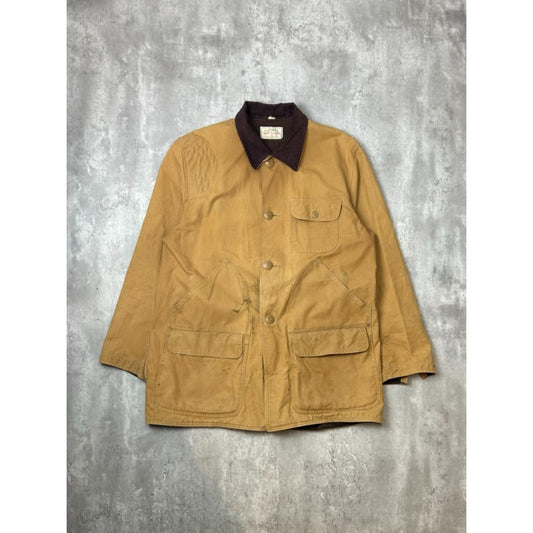 Vintage 1970s Sears Canvas Three Pocket Hunting Jacket Size XL Beige