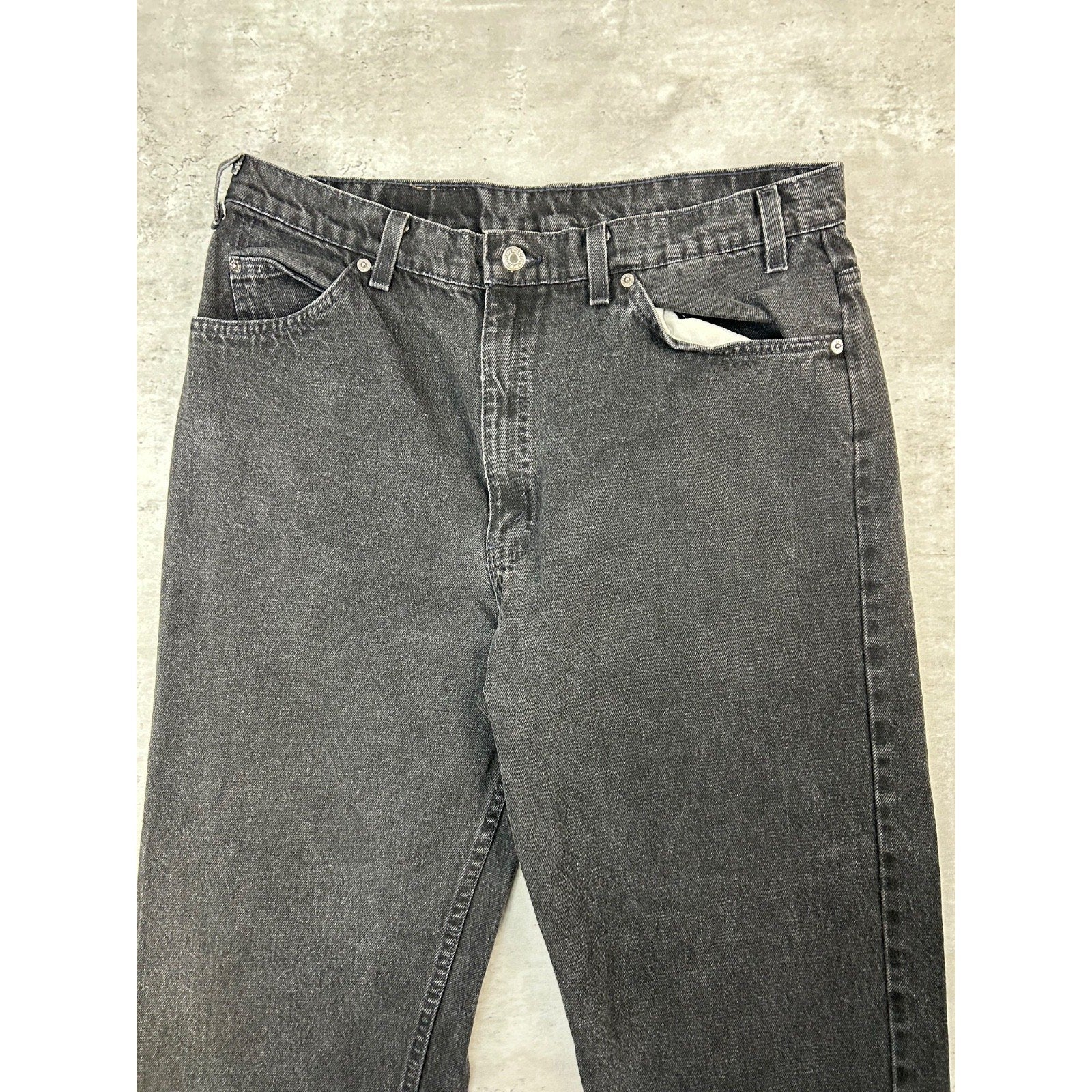 Vintage 90s Levis 553 White Tab Black Denim Pants Size 35