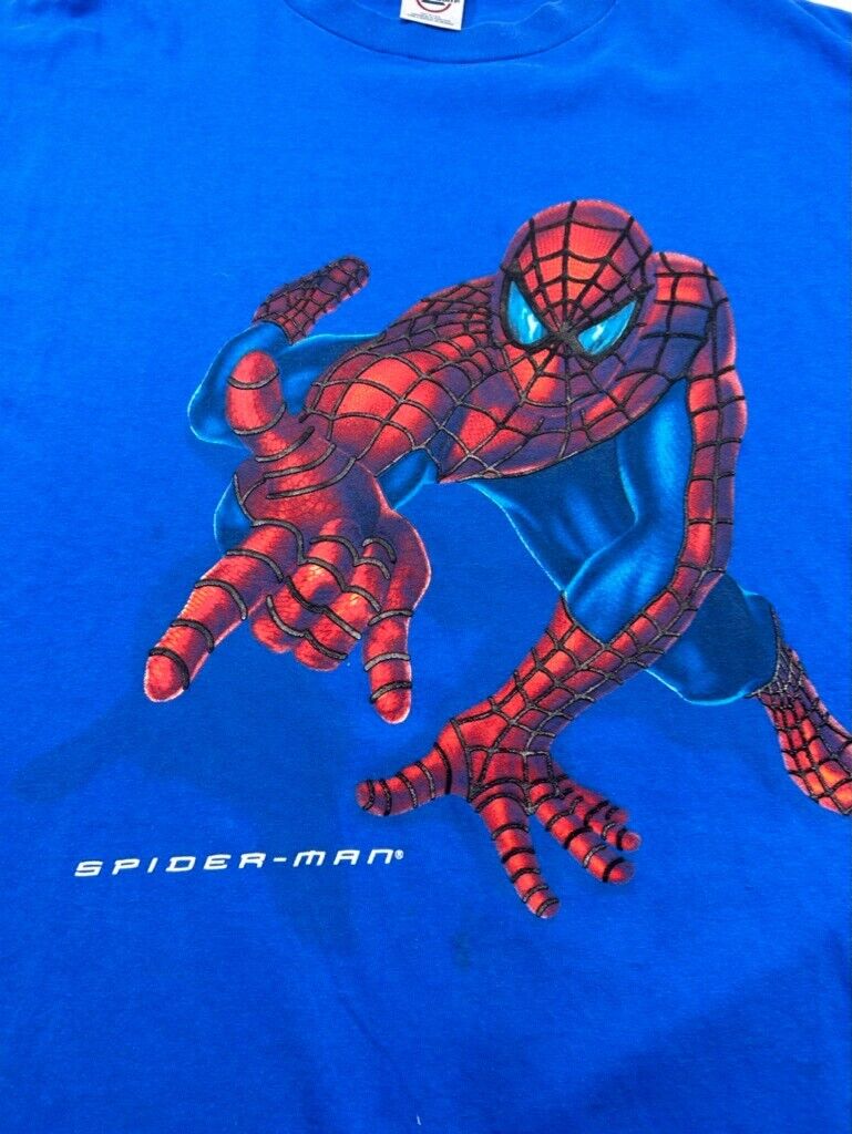 Vintage Spider Man Marvel Comics Superhero Graphic T-Shirt Size Large Blue