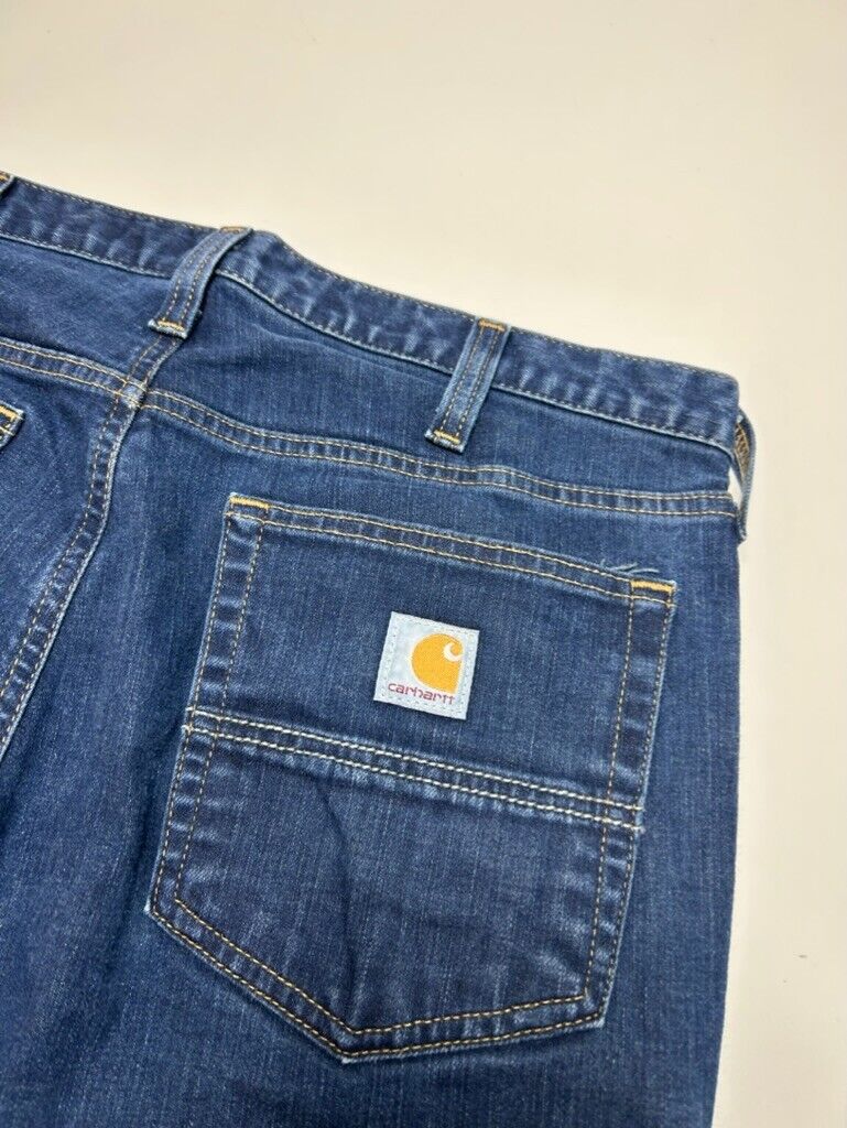 Carhartt Straight Fit Dark Wash Denim Pants Size 34W Blue