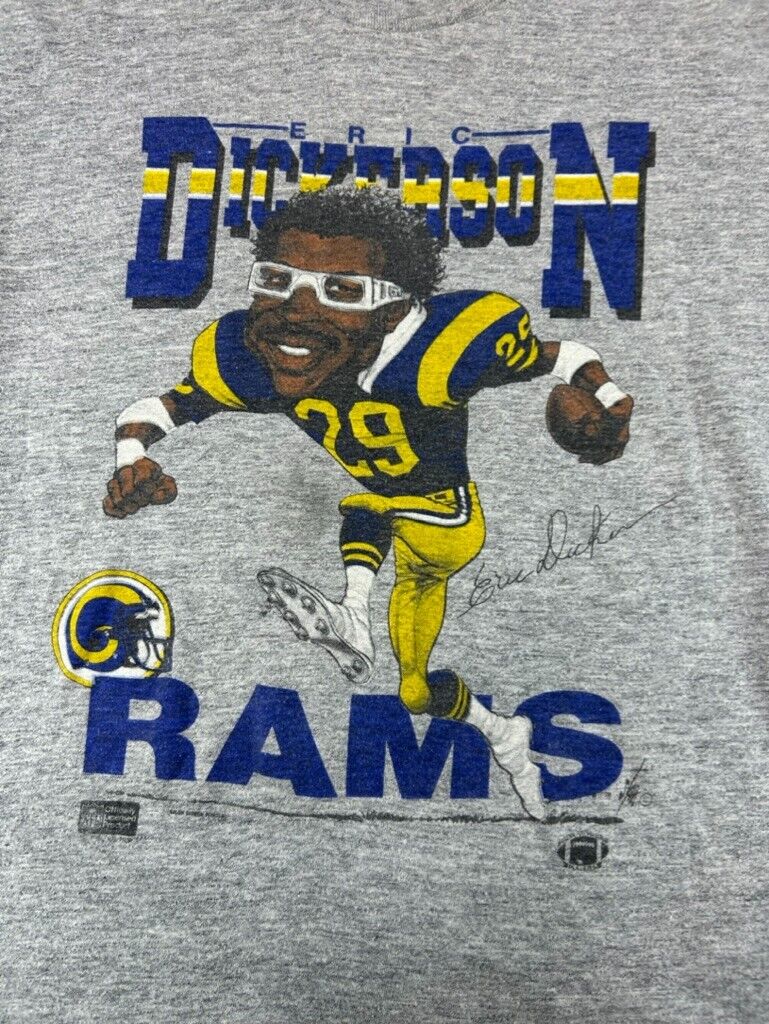 Vintage 80s Eric Dickerson #29 LA Rams Caricature Graphic T-Shirt Size Medium