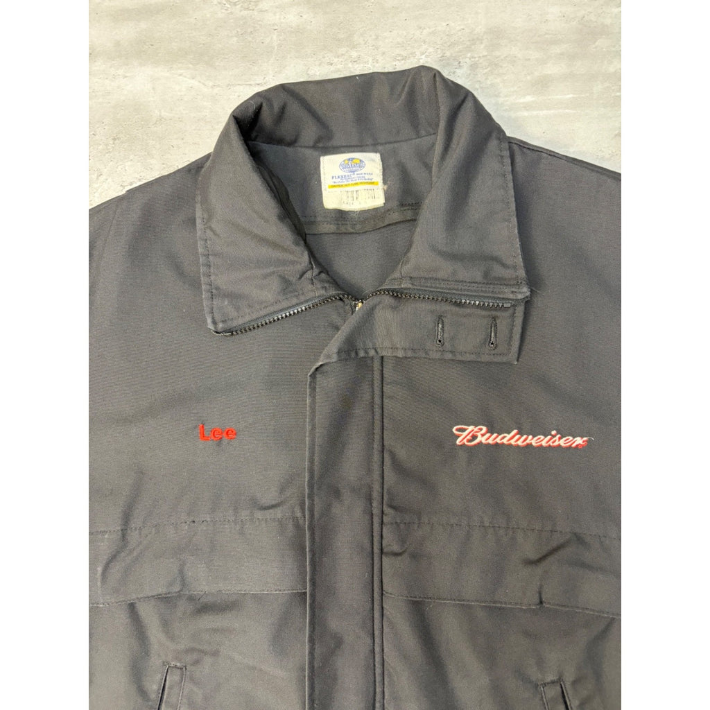 Vintage 80s/90s Budweiser Embroidered Logo Full Zip Bomber Jacket Size XL