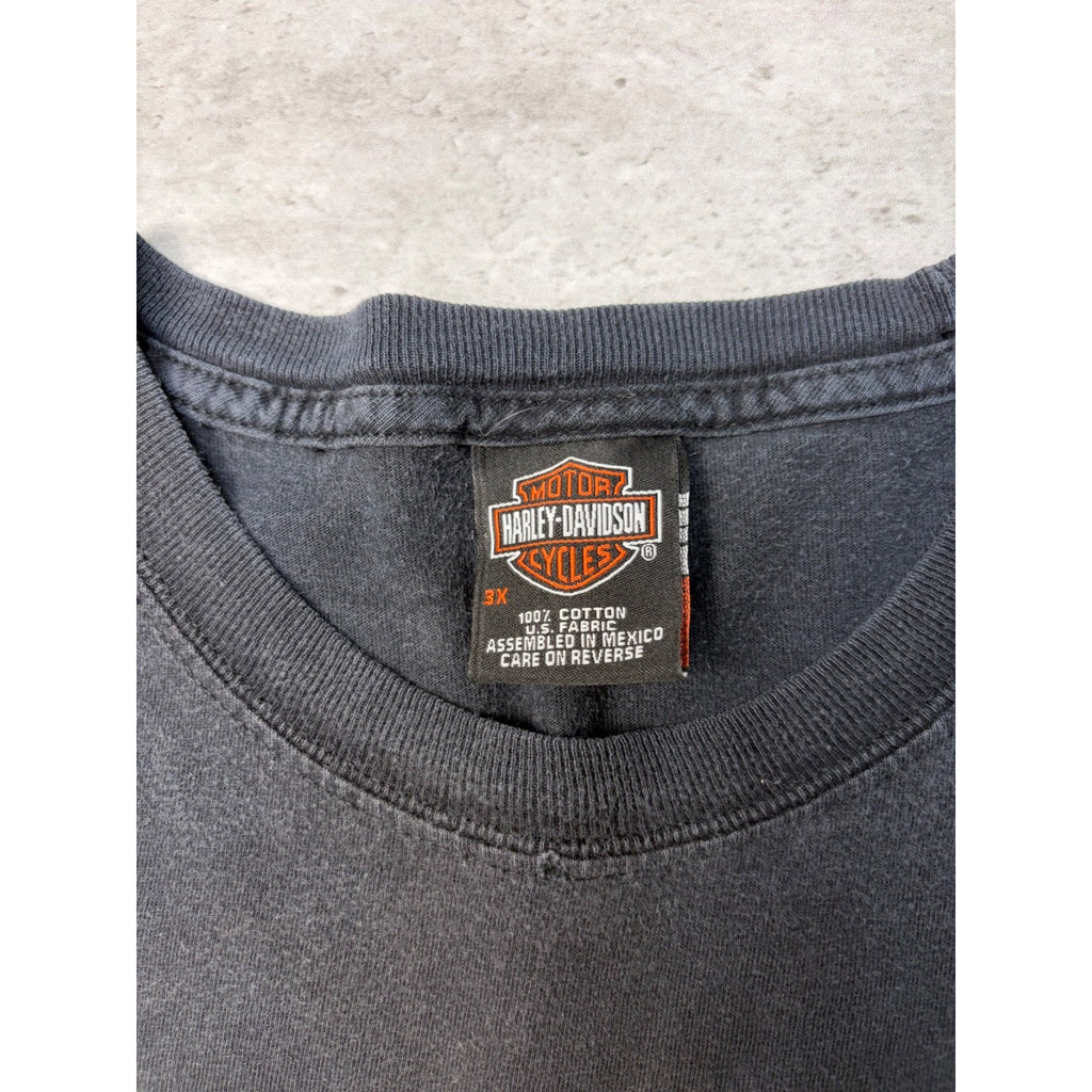 Vintage Harley Davidson Classic Logo Wing Graphic Black T-Shirt Size 3XL