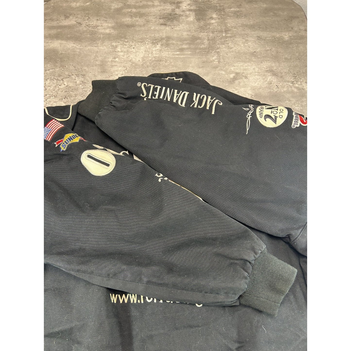 Vintage Jeff Hamilton Jack Daniels Embroidered Nascar Race Jacket Size 3XL Black