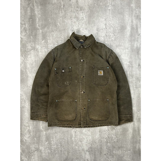 Vintage 90s Carhartt Blanket Lined Canvas Workwear Chore Barn Jacket Size Medium
