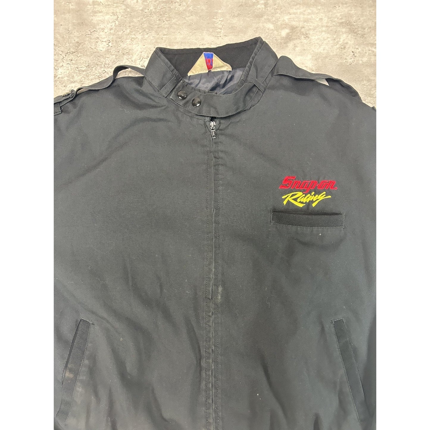 Vintage 90s Snap-On Racing Embroidered Spellout Full Zip Bomber Jacket Size 2XL