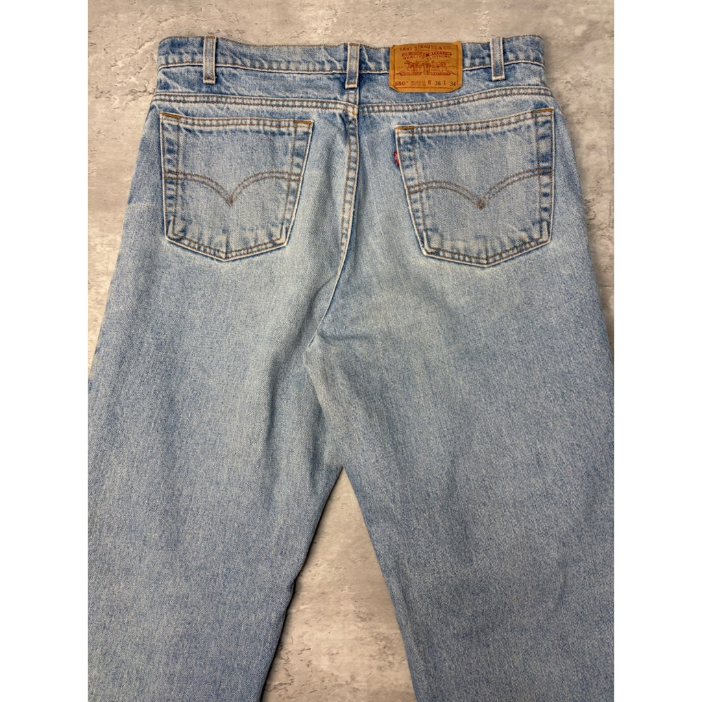 Vintage 90s Levis 550 Red Tab Light Wash Denim Pants Size 35