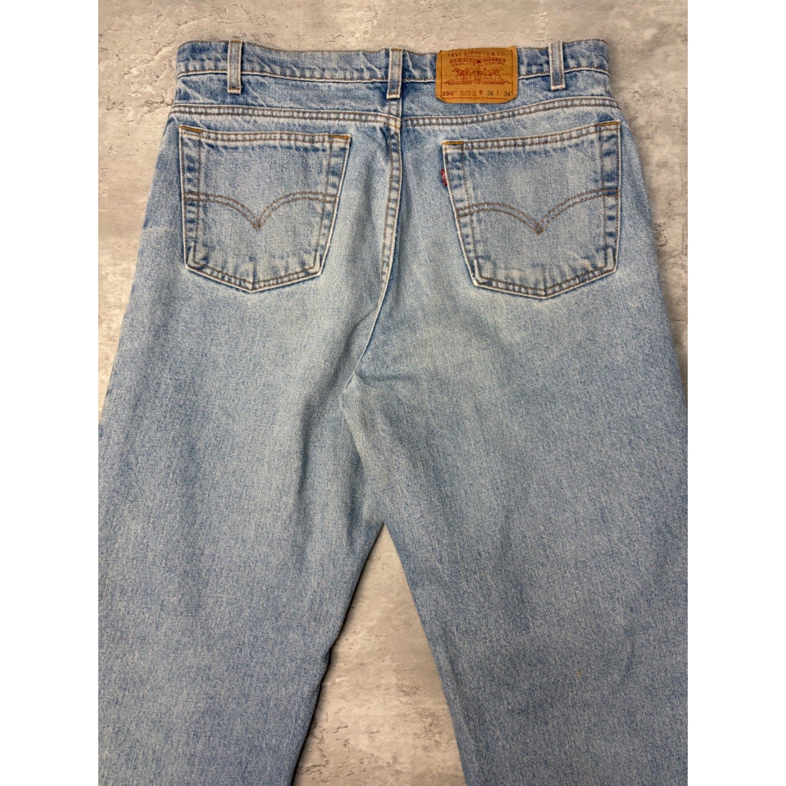 Vintage 90s Levis 550 Red Tab Light Wash Denim Pants Size 35