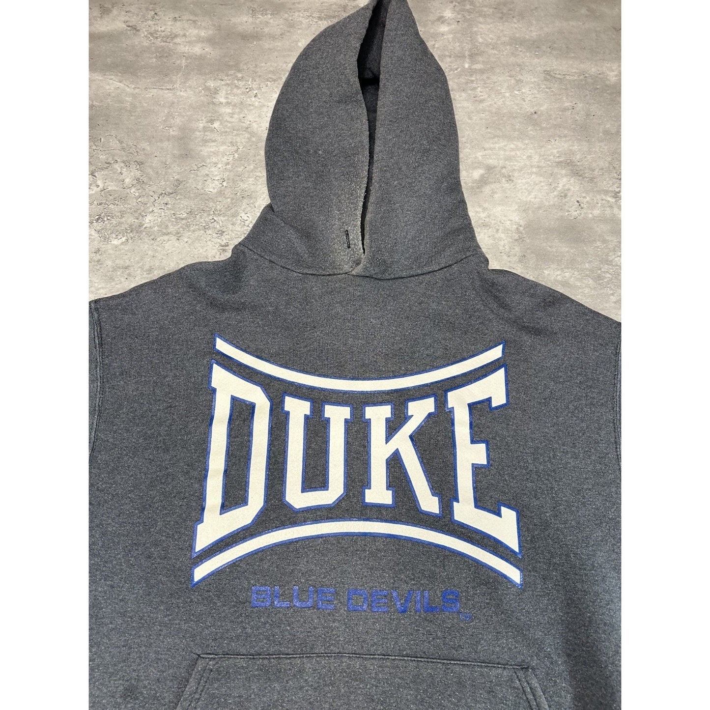 Vintage 90s Duke Blue Devils NCAA Graphic Spellout Hooded Sweatshirt Size Large