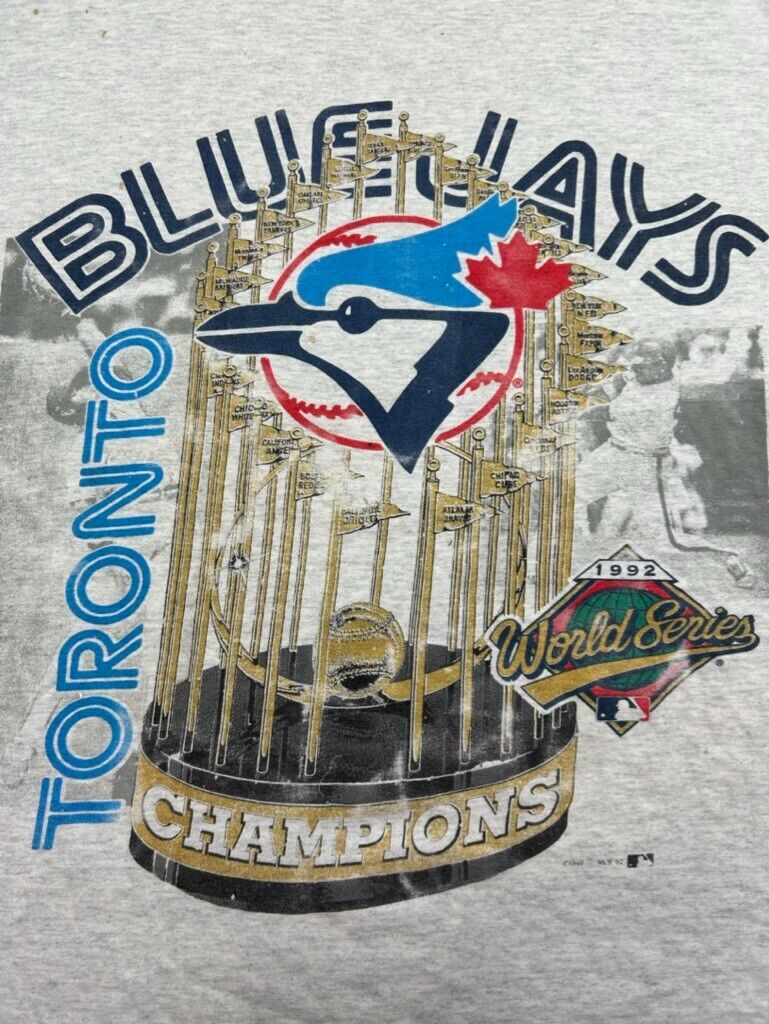 Vintage 1992 Toronto Blue Jays MLB World Series Champs Graphic T-Shirt Size XL