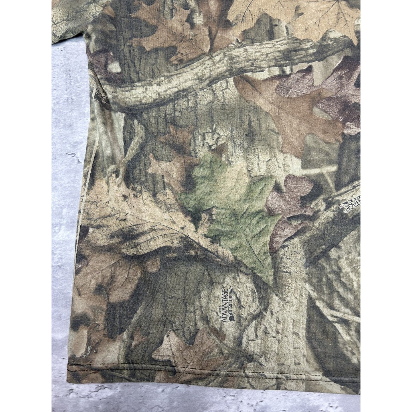Vintage 90s Advantage Timber Tree Camo Pocket Hunting T-Shirt Size 2XL