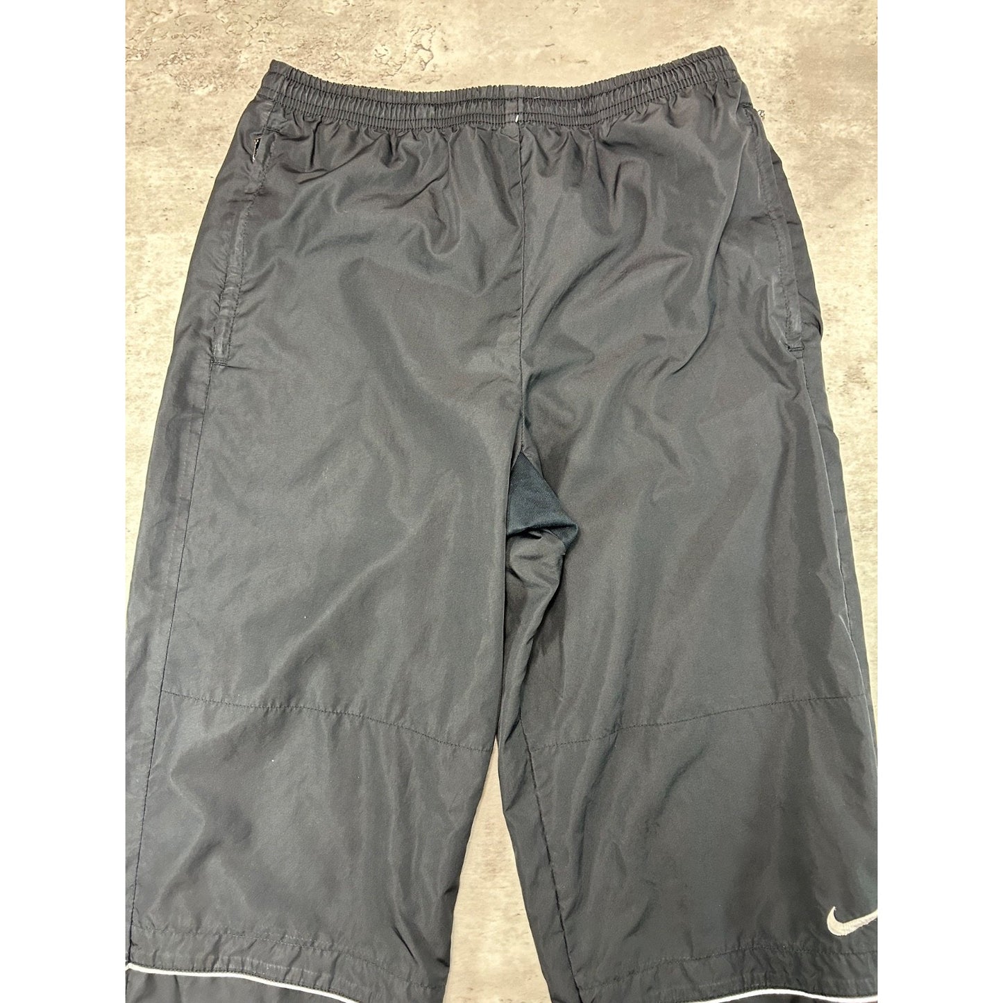 Vintage Nike Embroidered Swoosh Windbreaker Pants Size Small Black