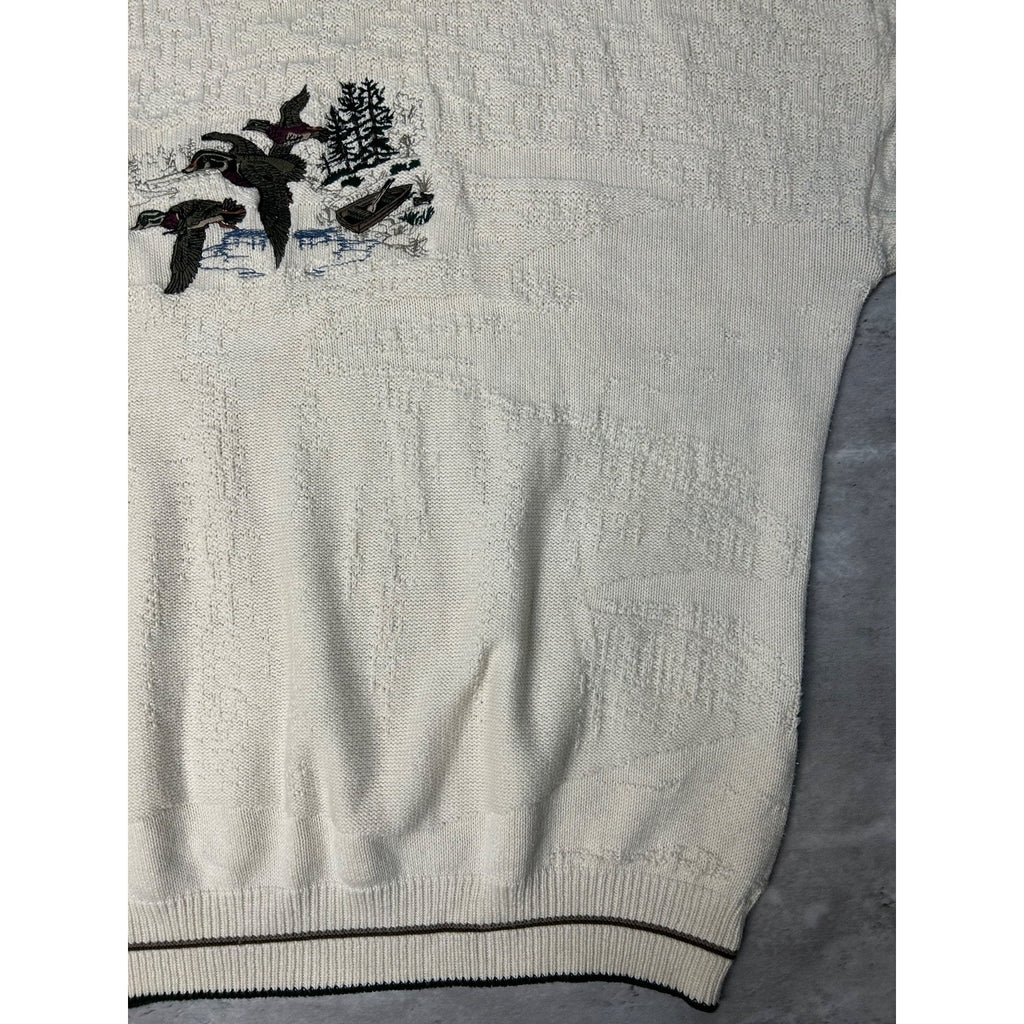 Vintage Creek Falls Duck Embroidered Graphic Nature Knit Sweater Size 2XLT