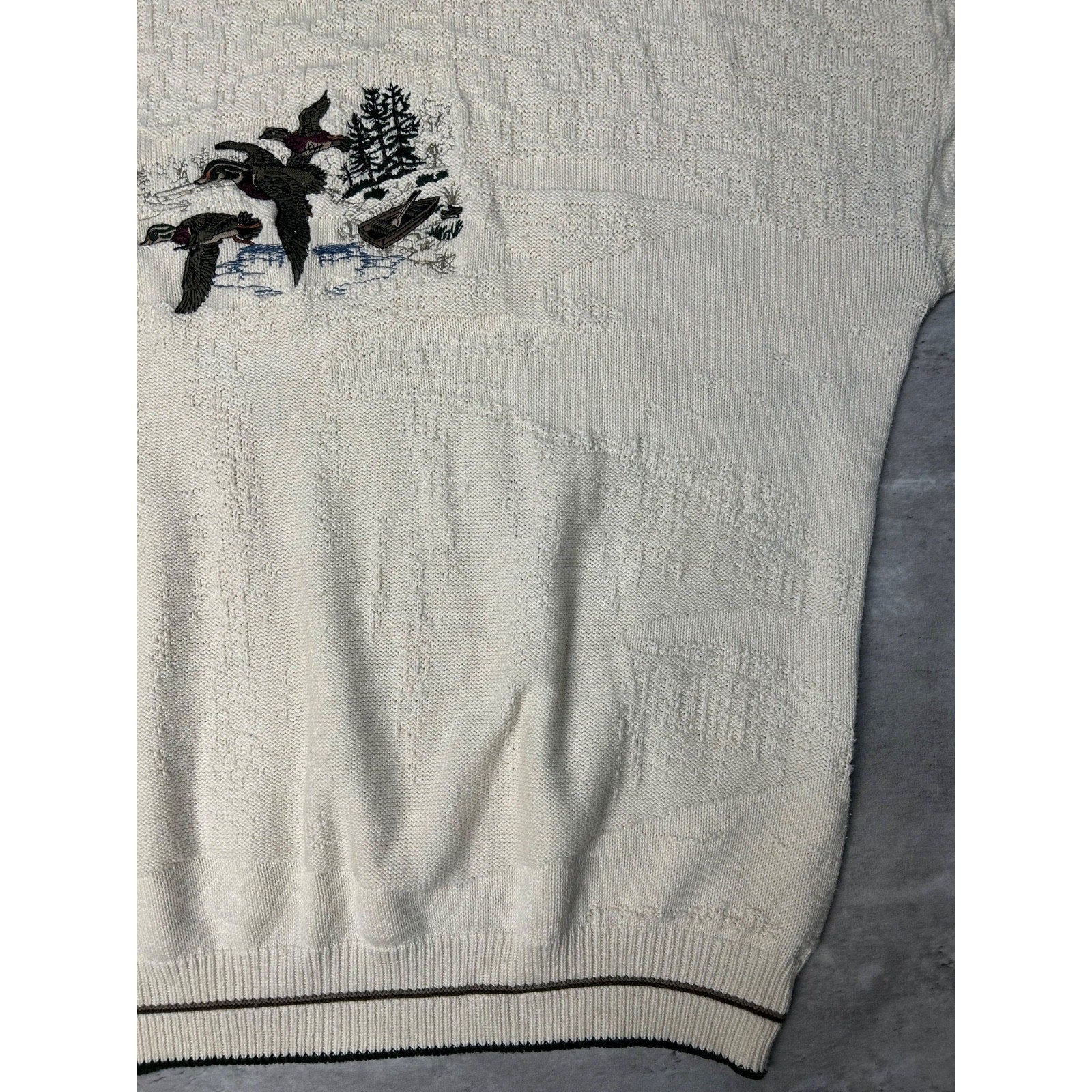 Vintage Creek Falls Duck Embroidered Graphic Nature Knit Sweater Size 2XLT