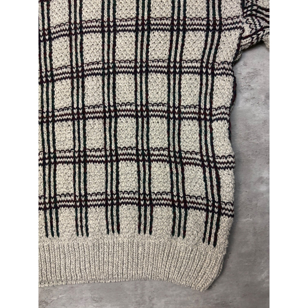 Vintage C.J. Cotton Geometric Pattern Knit Sweater Size XL