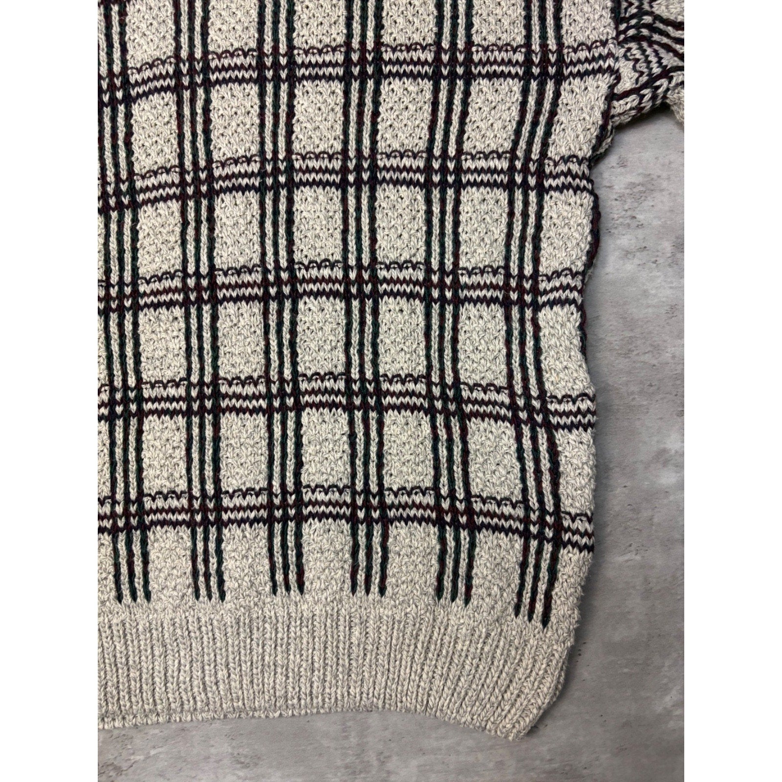 Vintage C.J. Cotton Geometric Pattern Knit Sweater Size XL