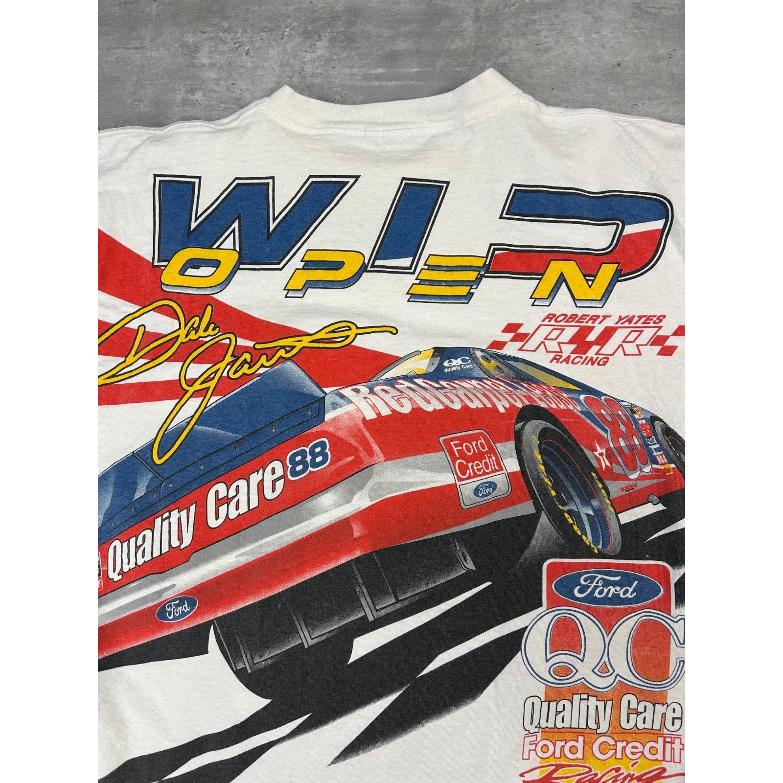 Vintage Dale Jarrett #88 Nascar All Over Print Graphic T-Shirt Size 2XL