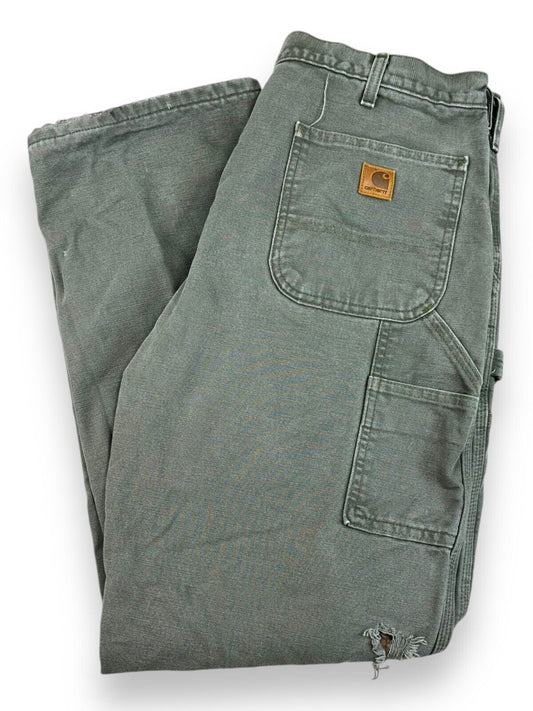 Vintage Carhartt Plaid Lined Canvas Workwear Carpenter Pants Size 35