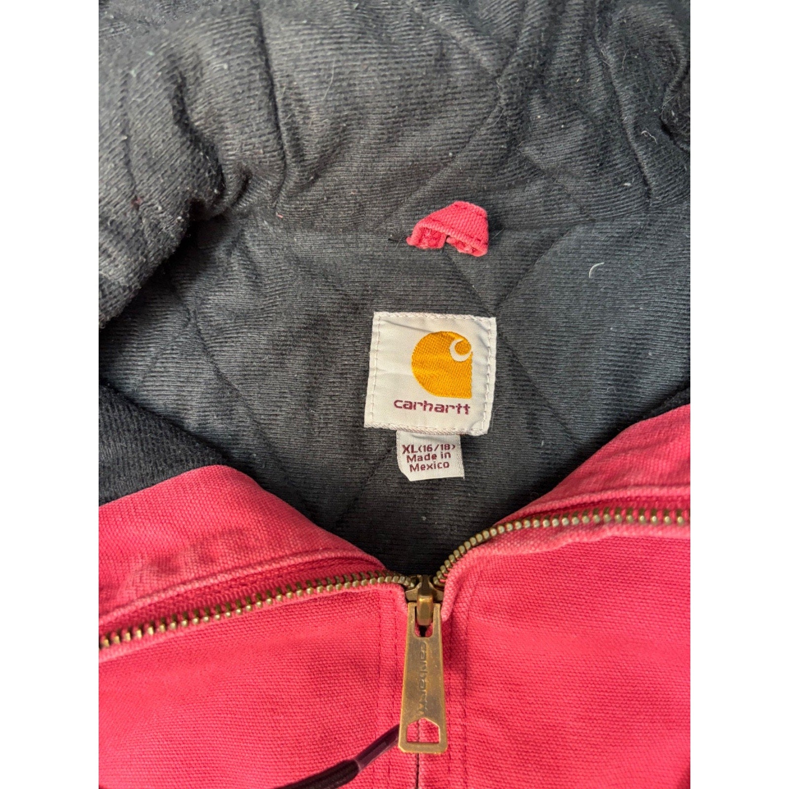 Vintage Womens Carhartt Canvas Insulated Hooded Active Jacket Size XL