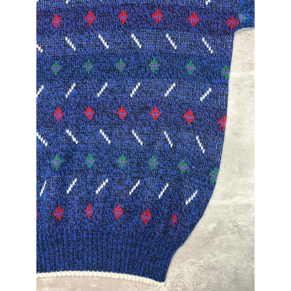 Vintage 90s Van Heusen Abstract Striped Pullover Knit Sweater Size Large Tall