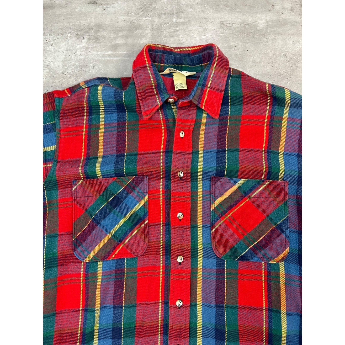 VTG 90s St Johns Bay Plaid Double Pocket Long Sleeve Button Up Shirt Sz Large