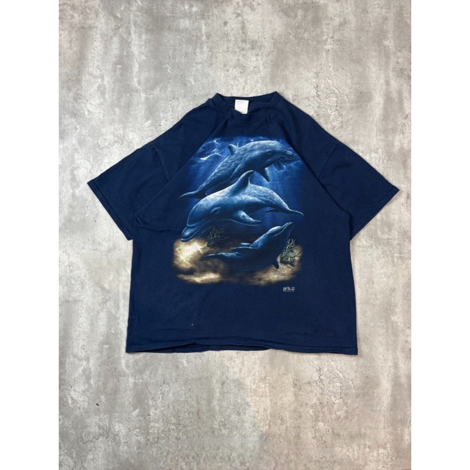 Vintage 90s Dolphin Ocean Animal Nature Graphic T-Shirt Size 2XL Blue