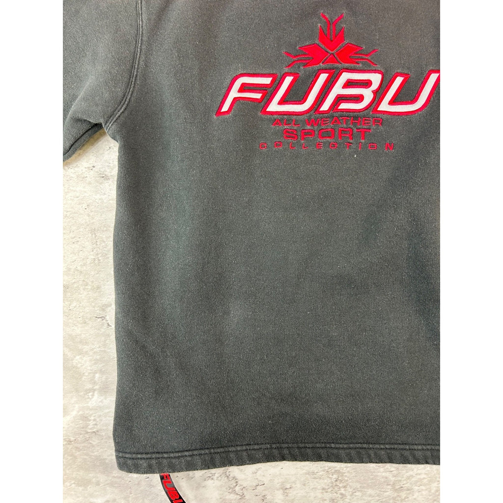 Vintage Y2K Fubu Embroidered 1/4 Button Pullover Sweatshirt Size YOUTH Large