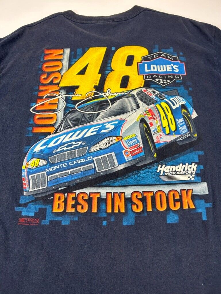 Vintage Jimmy Johnson #48 Nascar Racing Big Graphic T-Shirt Size XL Blue