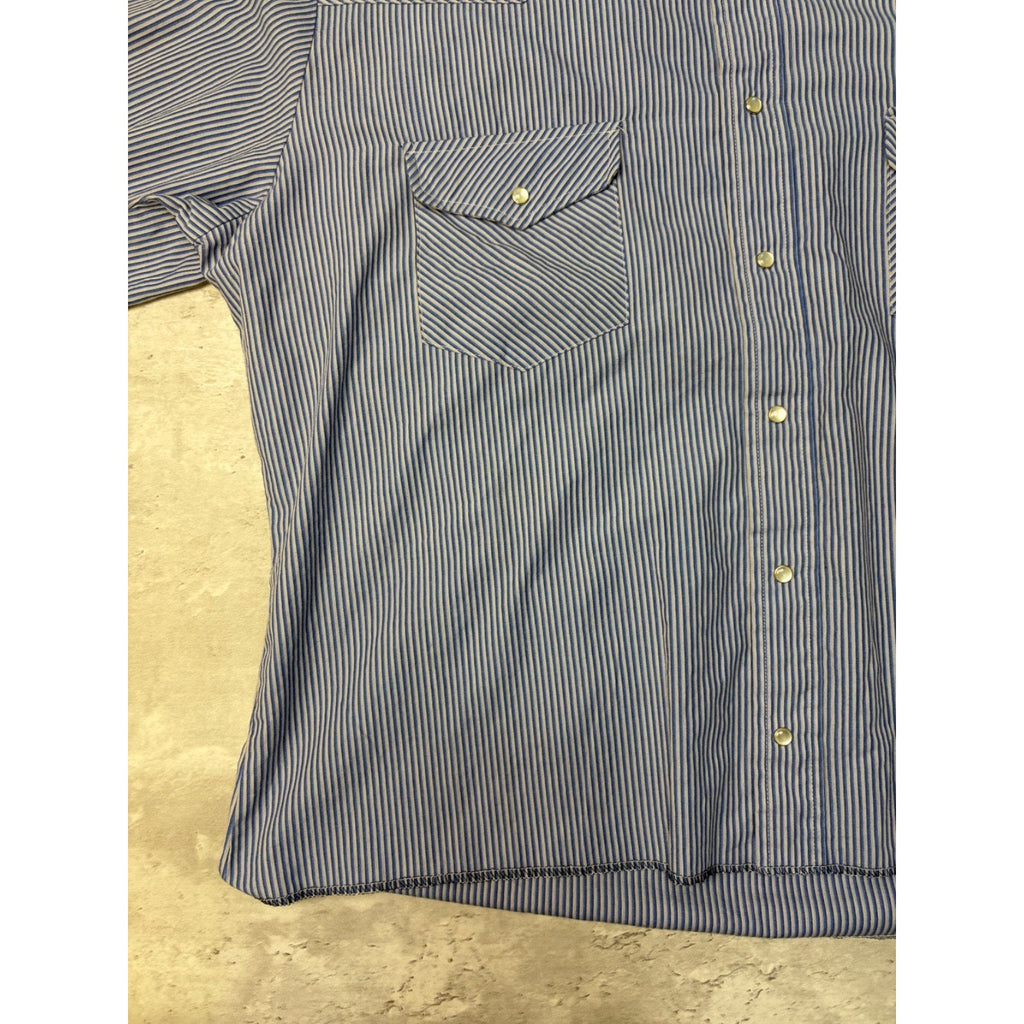 Vintage 90s Rock Creek Ranch Pearl Snap Striped Cropped Button Up Shirt Size XL