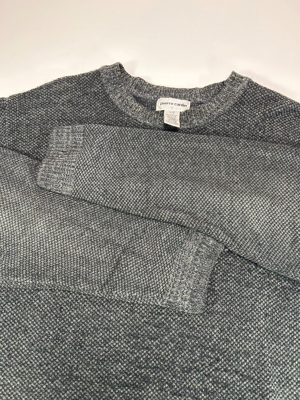 Vintage 90s Pierre Cardin Ribbed Pullover Knit Sweater Size Large Gray