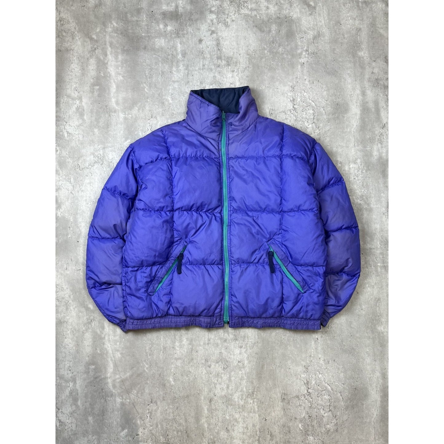 Vintage 90s Eddie Bauer Full Zip Two Tone Reversible Nylon Puffer Jacket Large