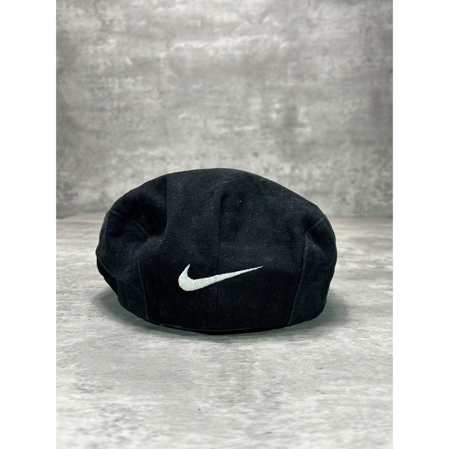 Vintage 90s Nike Embroidered Swoosh Newsboy Hat Size Large Black