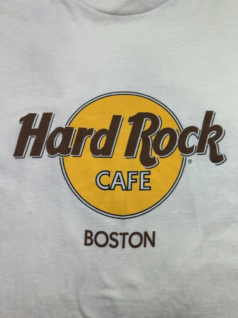 Vintage 90s Hard Rock Cafe Boston Destination Graphic T-Shirt Size XL White