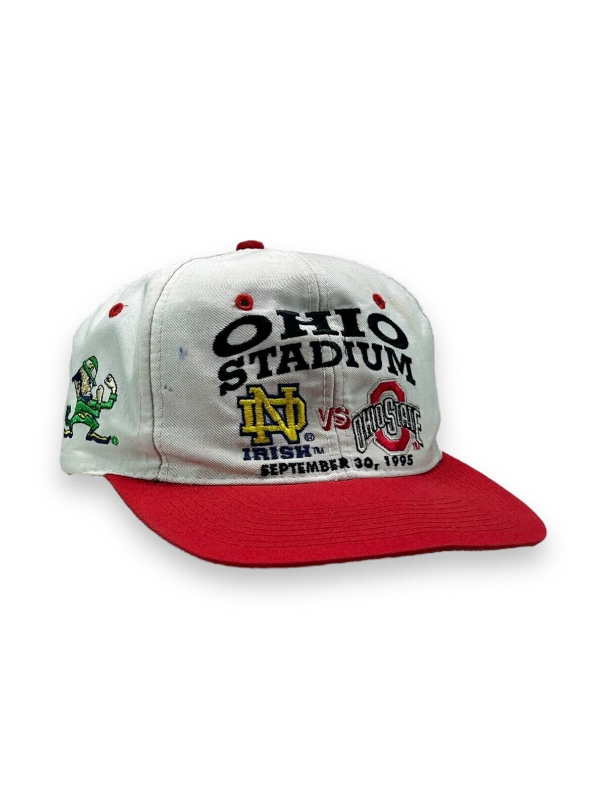 Vintage 1995 Buckeyes Vs Notre Dame NCAA Collegiate Football Snapback Hat OSFA