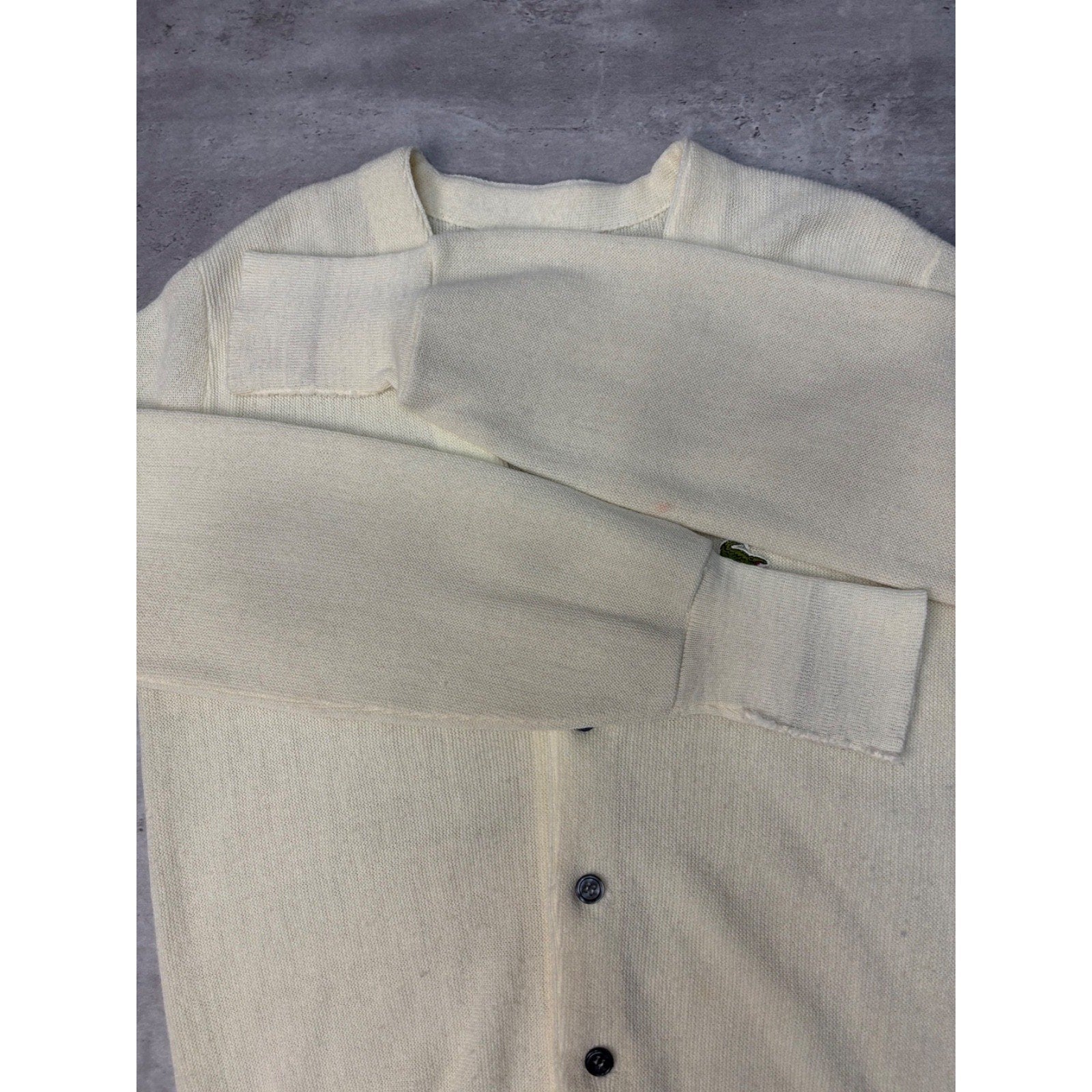 Vintage Lacoste Embroidered Logo Button Up Cardigan Sweater Size Medium