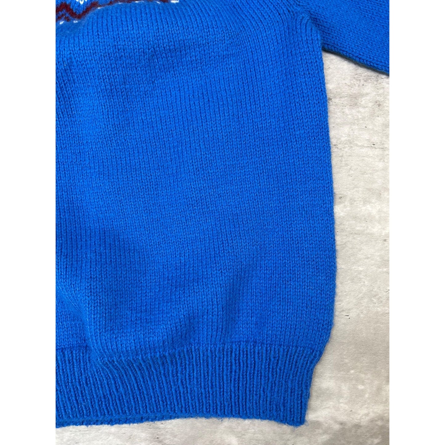 Vintage 90s Aztec Pattern Mock Neck Knit Sweater Size Medium Blue