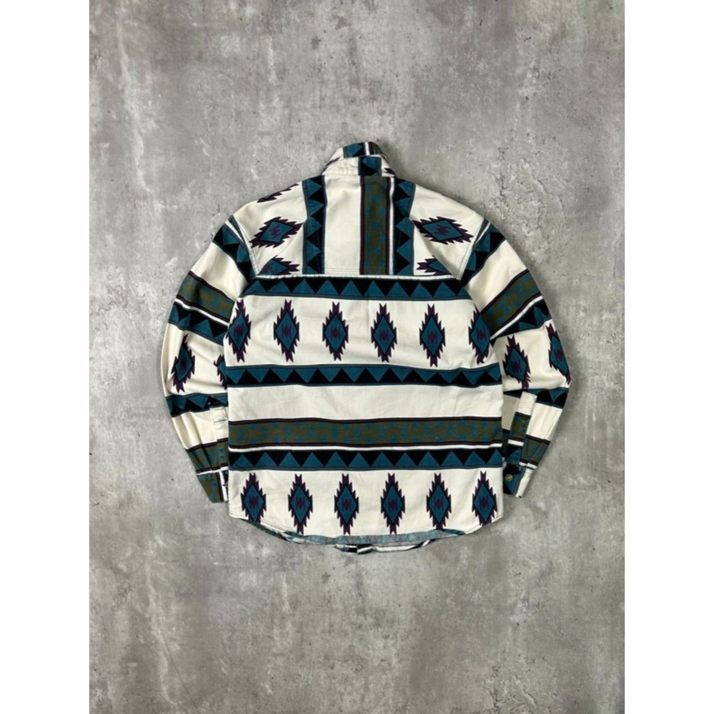 Vintage Arizona Aztec Western Style Long Sleeve Button Up Shirt Sz Medium YOUTH