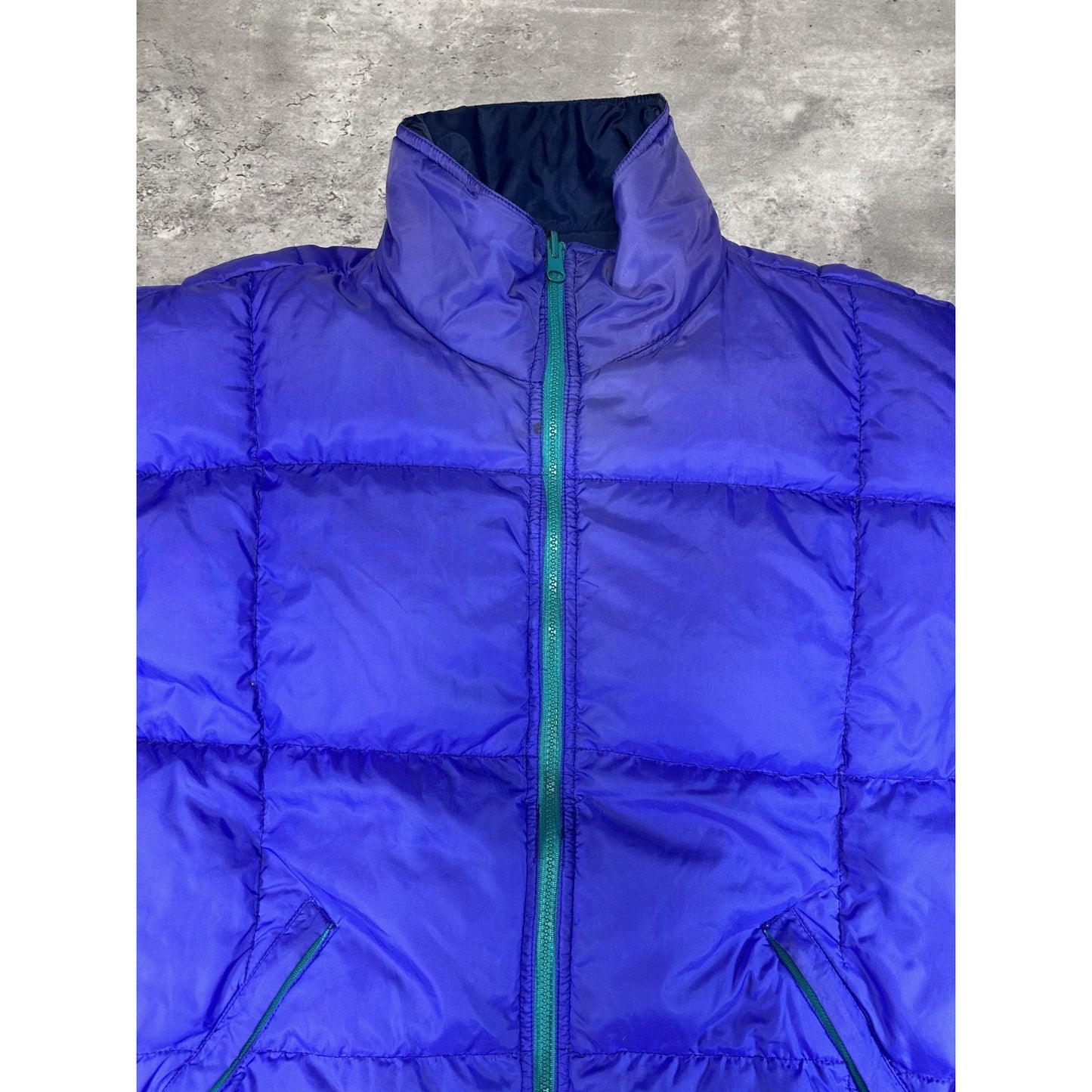 Vintage 90s Eddie Bauer Full Zip Two Tone Reversible Nylon Puffer Jacket Large