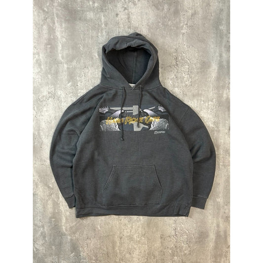 Vintage Hard Rock Cafe Memphis Spellout Graphic Hooded Sweatshirt Size Large